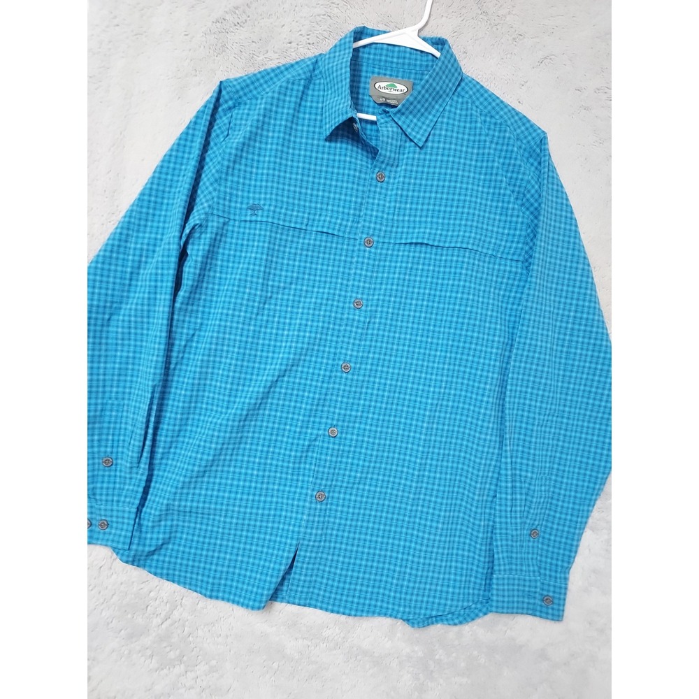 Arborwear Shirt Mens Large Large Long Sleeve Plaid Button Down Blue Lightweight